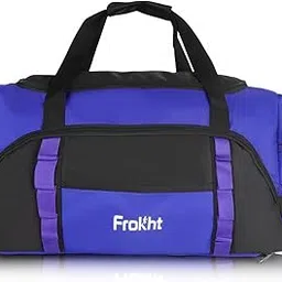 greyfab 42 Litre Blue Strolley Duffel Bag 2 Wheel Adjustable Trolley Duffle Bag with Adjustable Detachable Strap for Travelling |Polyster Made Travelling Cabin Size Bag Luggage Bag image 1