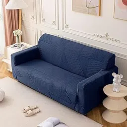 House of Quirk Universal Jacquard Waterproof Thickened Fabric Sofa Cover Soft Touching Cover for Couch Flexible Stretch Sofa Slipcover (Three Seater, Navy)-image-40