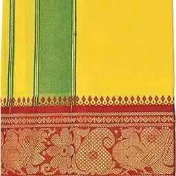 6 inch Zari Border Men's Cotton Temple Wear Dhoti/Length 2.0meter, Height 1.22meter-image-96