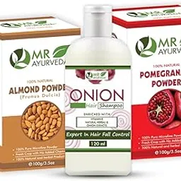 MR Ayurveda Onion Shampoo, Almond Shell Powder and Pomegranate Peel Powder - Set of 3 (320 Grams)-picture-36