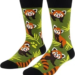 Cotton Men's and Women's Printed Funny, funky, Quirky - Unisex Mid Crew Length, Odour Free, Breathable. A Pair of Cute Red Panda Animals Printed Socks.-image-83