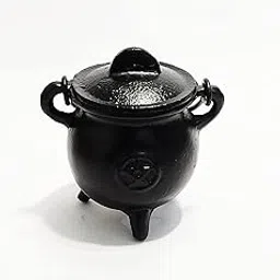 Cast Iron Cauldron Pentagram - Perfect for Smudging, Incense Burner, Candle Holder for Home Indoor/Outdoor Decor Iron T Light Holder by Devotional Ind-image-7