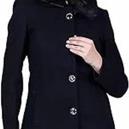 comfy sparrow Women Detachable Faux Fur Collar Coat (XXX-Large, Black)-picture-10