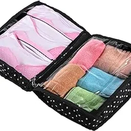 Heart Home Lingerie Organizer for Women | Bra Storage Pouch, Sanitary Pads & Innerwear Organizer for Travel Polka Dots - Black-image-80