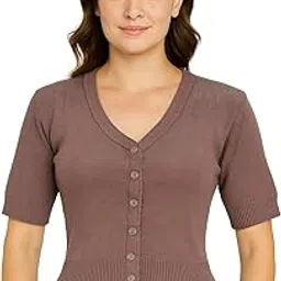 leafbird Kuku Hosiery Woolen Half Sleeves Cashmilon Saree Blouse & Crop Sweater for Women| Crop Winter top|Winter wear for Adult Girls/Women (V-Neck)-picture-32