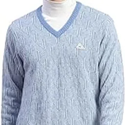 monte carlo Mens Solid V Neck Full Sleeve Wool Blend Casual Sweater (1239177VN)-picture-38