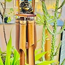 SavyWoods & Decor Sitting Lord Buddha Polished Bamboo Wind Chime for Outdoor Wooden Music Wind Chimes for Garden, Patio, Home or Outdoor Décor-image-90