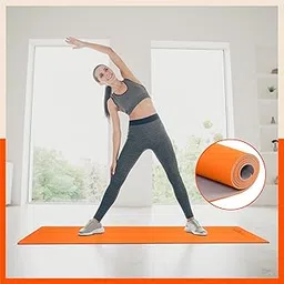 Matworks by Bathla – Moksh Premium Yoga Mat with Carry Bag |Anti-Slip & Reversible|Orange & Grey (Size: 24” x 72” Thickness: 6mm)-picture-25
