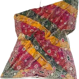 shreeja fashion with tradition Shreeja Elegant Ethnic Chiffone Dupatta For Women � Lightweight Traditional Dupatta For Suit, Lehenga, Or Kurti � Festive & With Graceful Design & Soft Fabric Multi-picture-51