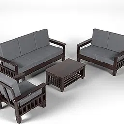 Modern Wooden Living Room Sofa Set, 6 Seater, Grey Cushions (WPS-SS-SML04)-picture-16