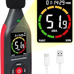 Decibel Meter Sound Level Meter Professional Sound Level Reader Detector 30dB to 130dB MAX Data Hold, Noise Monitor Digital SPL dB Meter with Alarm, Data Record & Rechargeable Function-picture-17