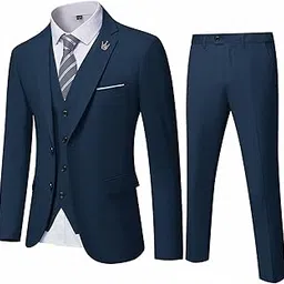 eastside Men's 3 Pieces Suit, Slim Fit 2 Buttons Tux, Blazer Vest &Pants Jacket Set-picture-34
