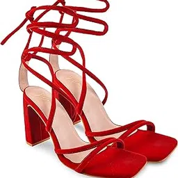 jm looks Fashion Solid Lace-Up Block Heel Sandals: Stylish Comfort for Women & Girls-picture-53