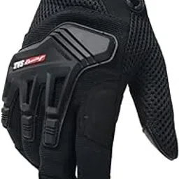 TVS Riding Gloves for Men-Mesh for Ventilation, Bike Riding Gloves With Touch Screen Compatible & Visor Wiper Fingertips, TPR Protection for Knuckles-Premium Bike Gloves for Riding Comfort (Black-M)-image-26