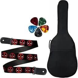 MOCKING BIRD Acoustic Guitar Bag Foam Padded Guitar Cover for 38, 39, 40, 41 inch with Adjustable Guitar Strap and Picks for Acoustic Electric Bass Guitar (Guitar Bag with Deadpool Strap) image 1