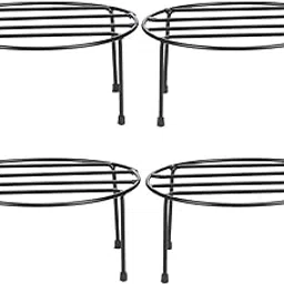 Amazon Brand - Solimo Metal Flower Pot Stand (Black, Set of 4, Round) | Gamla Stand for Home | Plant Stand for Balcony | Premium Flower Pot Stand | Plant Stand for Living Room-image-8
