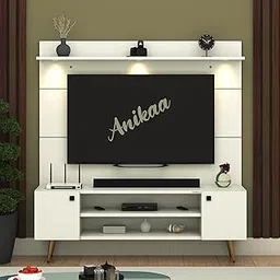 Anikaa Zenith Wall-Mounted Modern TV Unit with Metal Leg Storage Cabinet & 3 LED Lights Decorative Shelve | Wooden Back Panel TV Unit for Home & Living Room | Ideal for Up to 43" Inches White (D.I.Y)-picture-25