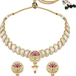 asmitta Gold-Plated Choker Necklace Set for Women Stylish – AD Jewellery Set with Earrings | Fashion for Women | Design Artificial-picture-36