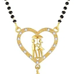 Vighnaharta Latest American Diamond (CZ) Studded Gold Plated Valentine Day Love Propose Design Alloy Mangalsutra Tanmaniya for Women - [VF1547MSPG]-image-13