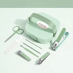 Nail Clippers Set 7 Pieces Stainless Steel Professional Grooming Kits, Fingernail and Toenail Clipper Cutters with Luxurious Travel Case Nail Care Tools Manicure Pedicure Kit (D-Green)-picture-51