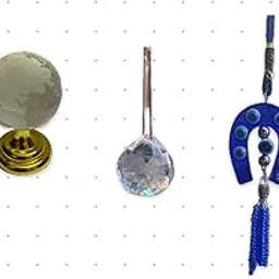 Eleonora Good Luck and Prosperity Feng Shui Combo Sun Catcher+ Crystal Globe + Horse Shoe Blue (Combo 1)-picture-14
