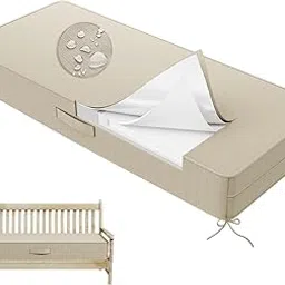 AOFEITE Outdoor Olefin Water-Resistant Bench Cushion, Weather and Fade Resistant 42”x 18”x 5” Patio Furniture Thickened Seat Pad with Handle and Adjustable Straps Ideal for Lawn, Garden, Beige-picture-23