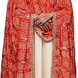 exotic india Art Silk Dupatta with Bandhani Tie-Dye Gharchola and Sequins-Zari Embroidery Ethnic Design Dupatta for Women's-picture-12