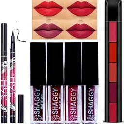 4 in1 Red Waterproof Liquid Lipstick, 5 in 1 Matte Lip Color and 36h Pen Eyeliner Combo Pack-picture-41