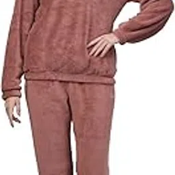 Stylish Hooded Woolen Winter Night Suits for Women | Latest Woollen Tops & Pyjama Night Dresses for Women | Ladies Night Suit Dress Wear Combo Set-image-12