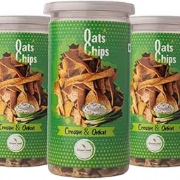 GREENLAND Protein Chips (Pack of 3, 135g Each) Healthy Snacks | Gluten Free | Rich in Protein | Zero Trans Fat | Flavor: Cream & Onion Oats-picture-65