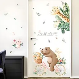 JAAMSO ROYALS Cartoon Animals Pig Bear Wall Stickers for Kids Room (90 CM X 60 CM)-picture-49