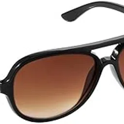 gansta UV Protected Aviator Men's Sunglasses Black frame with gradient brown lenses For Men Women & Teenager (GN11124-Blk-Brn) Brown lenses-picture-51