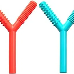 Abley's Sensory Chew Tube, Y-Shaped Textured Oral Motor Aid, Non-Toxic, Speech Development Tool Develop Baby's Biting Skills Safely (Red & Blue)-picture-17