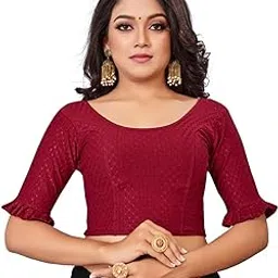 fressia fabrics Dobby Polyester Stretchable Saree Blouse Readymade 404_Master-picture-43
