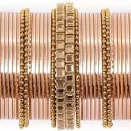 t4 jewels Glossy Finished Gold Kundan Studded Fashion Jwellery Metal Bangles Set for Women & Girls-picture-24