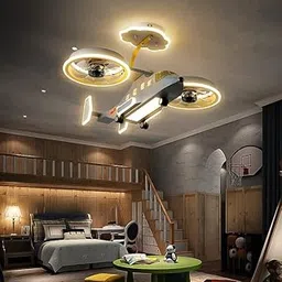 ONCARNIVAL Silicone Led Airplane Fan Light Remote Control Ceiling Fan Light Suitable For Children'S Room Bedroom Living Room Decorative Light Chandelier-picture-61