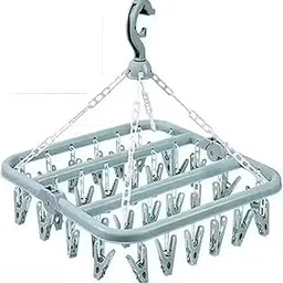Plastic Square Cloth Drying Stand Hanger – 28 Clips. image 1