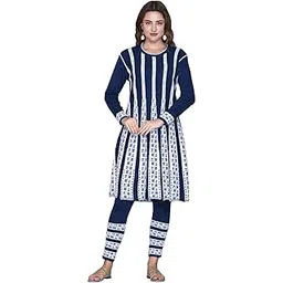 venatoria Women Winter Anarkali Hair Kurta Plazzo Pant Woolen Set with Pocket for Ladies-picture-36