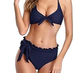 aayan baby Women's Deep Neck Bikini Set with Ruffled High Waist Bottom – Stylish Swimwear for Beach & Pool-picture-50