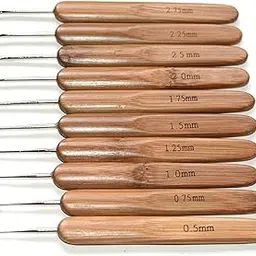 10 PCS Dreadlock Crochet Hook Crochet Hair Needle Braid Craft Bamboo Handle Knitting Needles Kits (0.5mm, 0.75mm,1.0 mm,1.25mm, 1.5mm,1.75mm, 2.0mm, 2.25mm, 2.5mm,2.75mm)-image-35