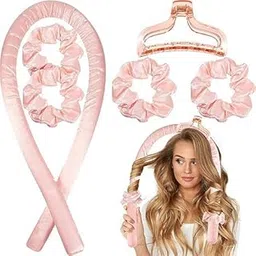 Carpediem Heatless Hair Curling Rod Headband, Pink Satin Silk, 35.43 Inches, Flexible No Heat Curls for All Hair Types, with Hook and Scrunchies-image-43
