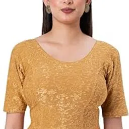 shilpa 555 Women's Readymade Blouse | Brasso Fabric with Stretch Comfort | Round Neckline Style | Elbow Length Sleeves | Textured Design | Ready to Use-picture-11