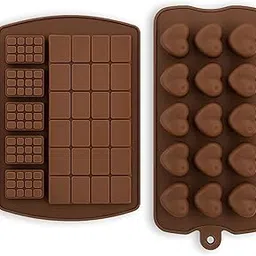 Kitchen Expert Silicone Chocolate Mould | Set of 2 | Silicone Mold Set for Chocolate | Moulds for Chocolate Making | Trays for Freezer | Mini Heart and Chocolate Bar Shape | Non-Stick-image-94