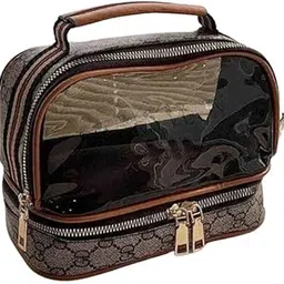 Kshavi Cosmetic Makeup Bag with Zipper, PU Leather Large Clear Makeup Bag Double Layer Travel Makeup Bag Case with Makeup Brush Bag Travel Essentials Organizers Toiletry Bag for Women & Girls (White)-image-33