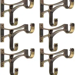 Arena Aluminum Double Curtain Bracket Set With Antique Brass Finish, Rod Holder for Doors & Windows, 1 Inch Parda Holder, Finials and Knobs 6 Pcs-image-97