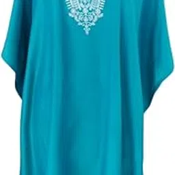 sun-rose fashions Sea Green Plus size rich embroidery kaftan dress | One size fits all-picture-37