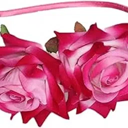 gadinfashion ™ Rose Flower Headband, Hairband,Handmade Hair Band For Girls & Women, Pack-01, Color-Rani Pink-picture-42