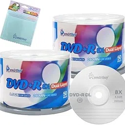 Smartbuy 100-disc 8.5GB/240min 8x DVD+R DL Logo Top Blank Media Record Disc + Free Micro Fiber Cloth-image-94