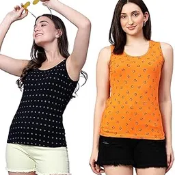 Women Tank Top Cotton Sleeveless Crop & Regular Fit Stylish Top | Printed Casual Wear for Women & Girls | Summer Gym Yoga Workout Fitness Top | Round Neck & Fashion Tank Tee for Casual-image-72