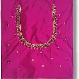 k3 zone Mini Floral Design Aari Work Blouse – Ideal for Bridal and Wedding Blouse | Sugar Beads | Stone & Thread Worked | Thilagam Knot – Premium Silk Cotton Fabric, 1 Meter Length-picture-37